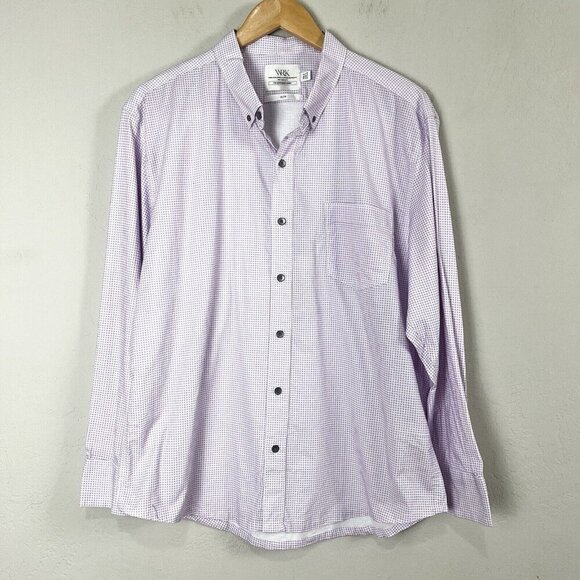 WRK The Reworked Shirt Lilac Purple Plaid Long Sleeve Button Down Mens XXL Short - Picture 1 of 11
